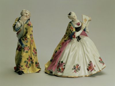 Paar figuren: Man in een Oosterse Gewaad en Dame met een Waaier, Meissen, 1736 door Johann Joachim Kaendler